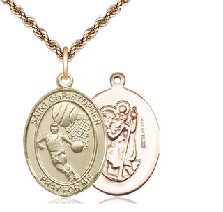 14kt Gold Filled Saint Christopher Basketball Medal Catholic Jewelry