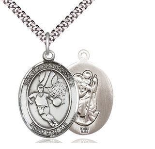 Pewter Saint Christopher Basketball Medal Catholic Jewelry