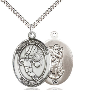 Pewter Saint Christopher Basketball Medal Catholic Jewelry