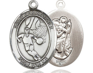 Sterling Silver Saint Christopher Basketball Medal Catholic Jewelry