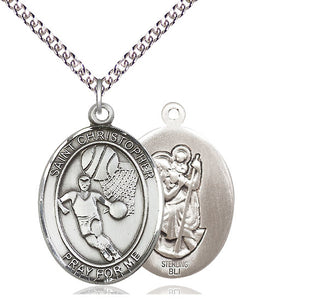 Sterling Silver Saint Christopher Basketball Medal Catholic Jewelry