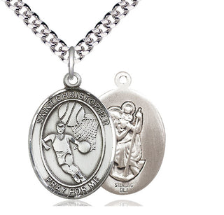Sterling Silver Saint Christopher Basketball Medal Catholic Jewelry