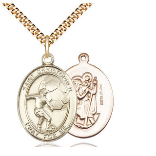 14kt Gold Filled Saint Christopher Soccer Medal Catholic Jewelry