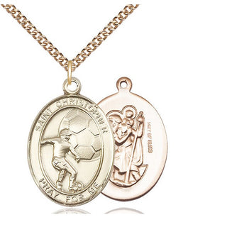 14kt Gold Filled Saint Christopher Soccer Medal Catholic Jewelry