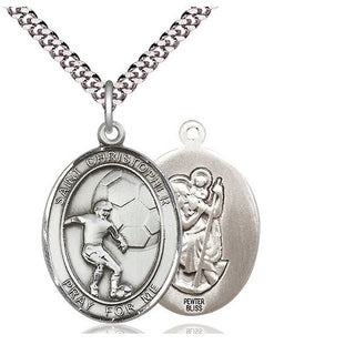 Pewter Saint Christopher Soccer Medal Catholic Jewelry