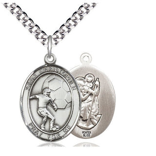 Pewter Saint Christopher Soccer Medal Catholic Jewelry