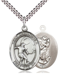 Sterling Silver Saint Christopher Soccer Medal Catholic Jewelry