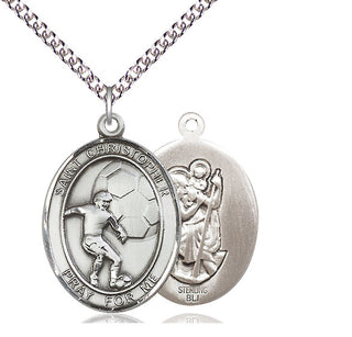 Sterling Silver Saint Christopher Soccer Medal Catholic Jewelry
