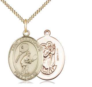 14kt Gold Filled Saint Christopher Tennis Medal Catholic Jewelry