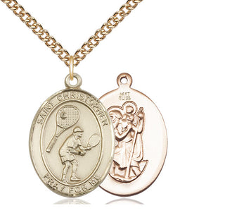 14kt Gold Saint Christopher Tennis Medal