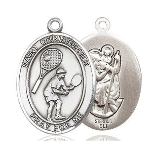 Sterling Silver Saint Christopher Tennis Medal Catholic Jewelry