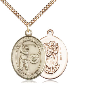 14kt Gold Filled Saint Christopher Golf Medal Catholic Jewelry