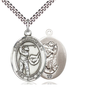 Pewter Saint Christopher Golf Medal Catholic Jewelry
