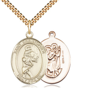 14kt Gold Filled Saint Christopher Softball Medal Catholic Jewelry