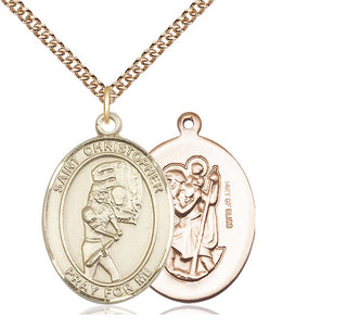 14kt Gold Filled Saint Christopher Softball Medal Catholic Jewelry