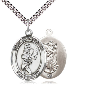 Pewter Saint Christopher Softball Medal Catholic Jewelry