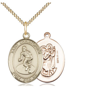 14kt Gold Filled Saint Christopher Wrestling Medal Catholic Jewelry