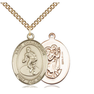 14kt Gold Filled Saint Christopher Wrestling Medal Catholic Jewelry