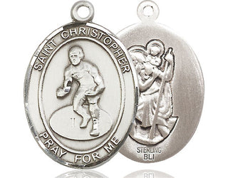 Sterling Silver Saint Christopher Wrestling Medal Catholic Jewelry