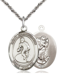 Sterling Silver Saint Christopher Wrestling Medal Catholic Jewelry