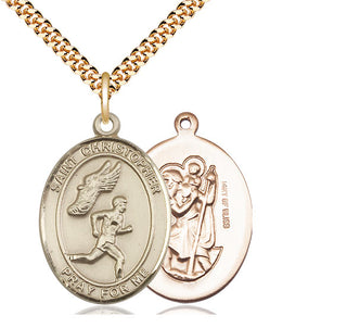 14kt Gold Filled Saint Christopher Track&Field Medal Catholic Jewelry