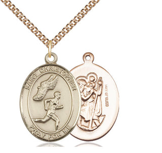 14kt Gold Filled Saint Christopher Track&Field Medal Catholic Jewelry