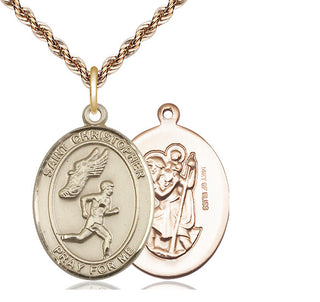 14kt Gold Filled Saint Christopher Track&Field Medal Catholic Jewelry