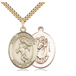 14kt Gold Filled Saint Christopher Track&Field Medal Catholic Jewelry
