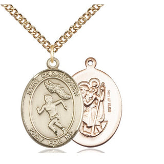 14kt Gold Filled Saint Christopher Track&Field Medal Catholic Jewelry