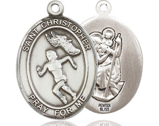 Pewter Saint Christopher Track&Field Medal