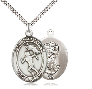 Pewter Saint Christopher Track&Field Medal Catholic Jewelry