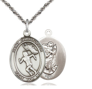 Sterling Silver Saint Christopher Track&Field Medal Catholic Jewelry