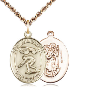 14kt Gold Filled Saint Christopher Swimming Medal Catholic Jewelry