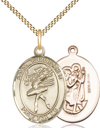 14kt Gold Filled Saint Christopher Dance Medal Catholic Jewelry