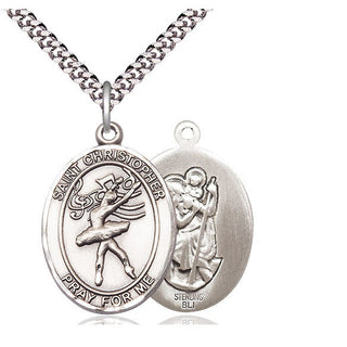 Sterling Silver Saint Christopher Dance Medal Catholic Jewelry
