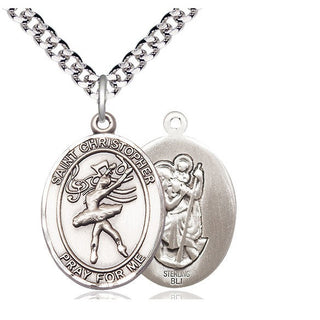 Sterling Silver Saint Christopher Dance Medal Catholic Jewelry