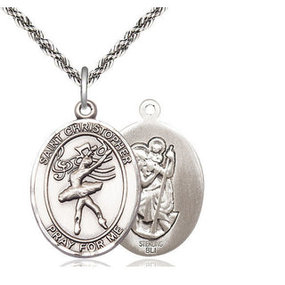 Sterling Silver Saint Christopher Dance Medal Catholic Jewelry