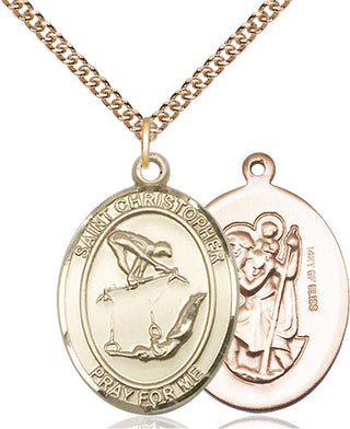 14kt Gold Filled Saint Christopher Gymnastics Medal Catholic Jewelry