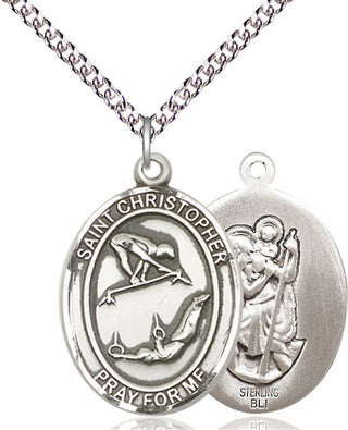 Sterling Silver Saint Christopher Gymnastics Medal Catholic Jewelry