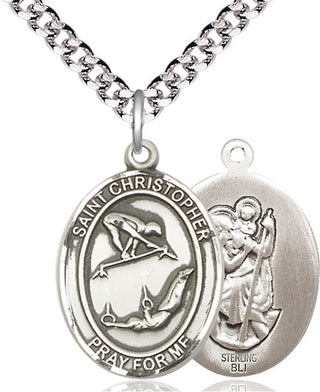 Sterling Silver Saint Christopher Gymnastics Medal Catholic Jewelry
