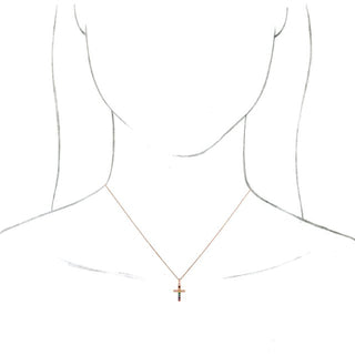 14K Rose Natural Multi-Gemstone Cross 16-18" Necklace