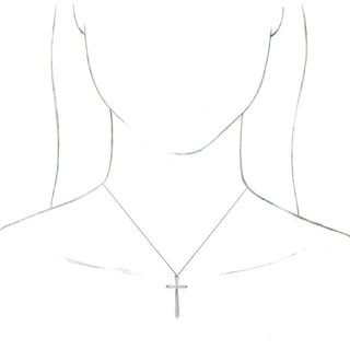 Platinum Elongated Cross 20" Necklace