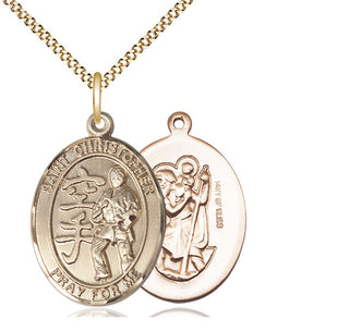 14kt Gold Filled Saint Christopher Karate Medal Catholic Jewelry