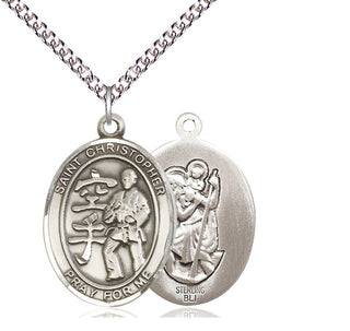 Sterling Silver Saint Christopher Karate Medal Catholic Jewelry