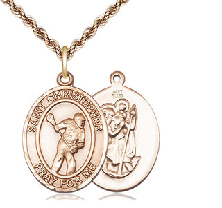 14kt Gold Saint Christopher Lacrosse Medal