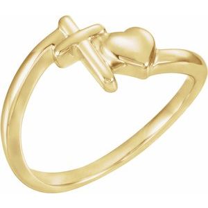 14K Gold Cross & Heart Chastity Ring