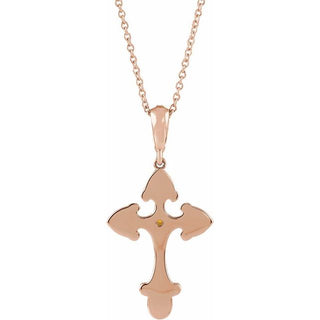 14K Rose Natural Citrine & .06 CTW Natural Diamond Cross 16-18" Necklace 