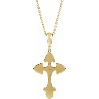 14K Yellow Natural Citrine & .06 CTW Natural Diamond Cross 16-18" Necklace 