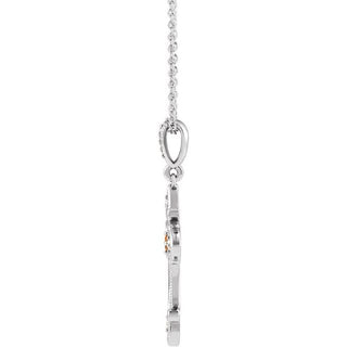 Sterling Silver Natural Citrine & .06 CTW Natural Diamond Cross 16-18" Necklace 