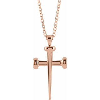 14K Rose Nail Cross 24" Necklace